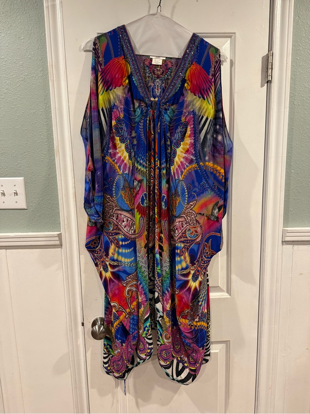 Camilla Multicolor Bohemian Maxi Dress with Blue & Pink Accents